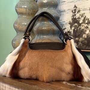 Stylish Springbok Brown and White Fur Handbag